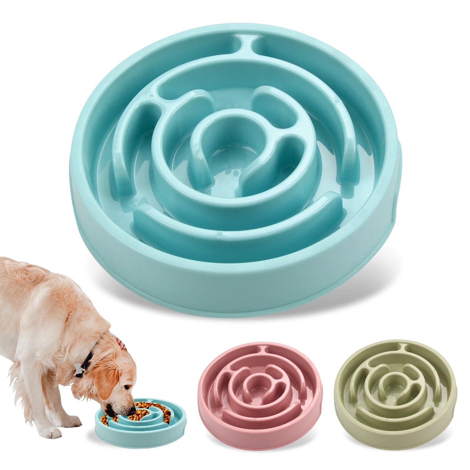 Pet Dog Slow Feeder Bowl Eco Dog Bowl Fun Non Slip Anti-Gulping Slower Food Feeding Dishes for Small Medium Large Dogs Puppy