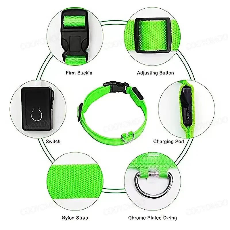 USB Rechargeable LED Dog Collar – Night Safety, Reflective, Waterproof, Adjustable