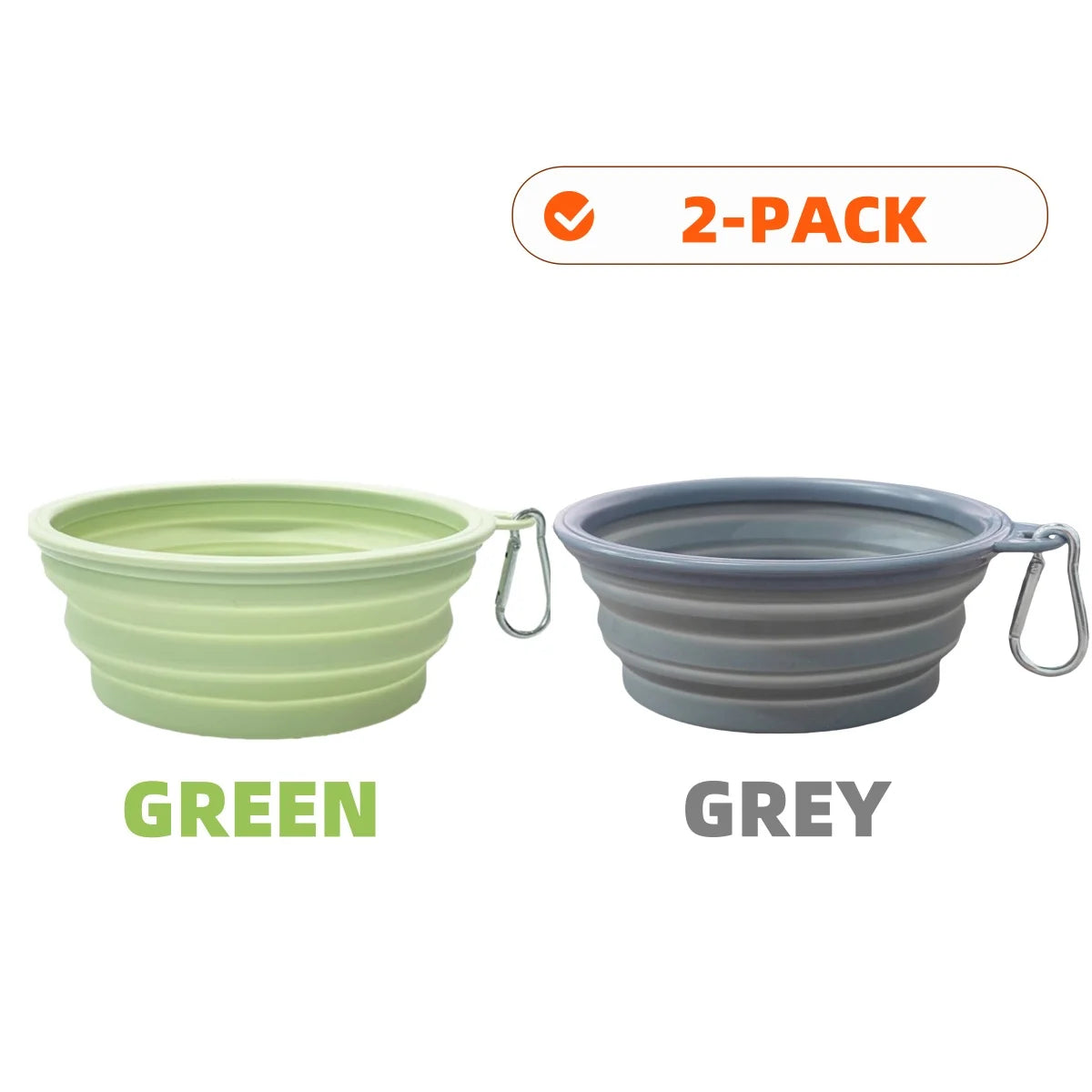 Collapsible Dog Travel Bowls – 2 Pack with Carabiners