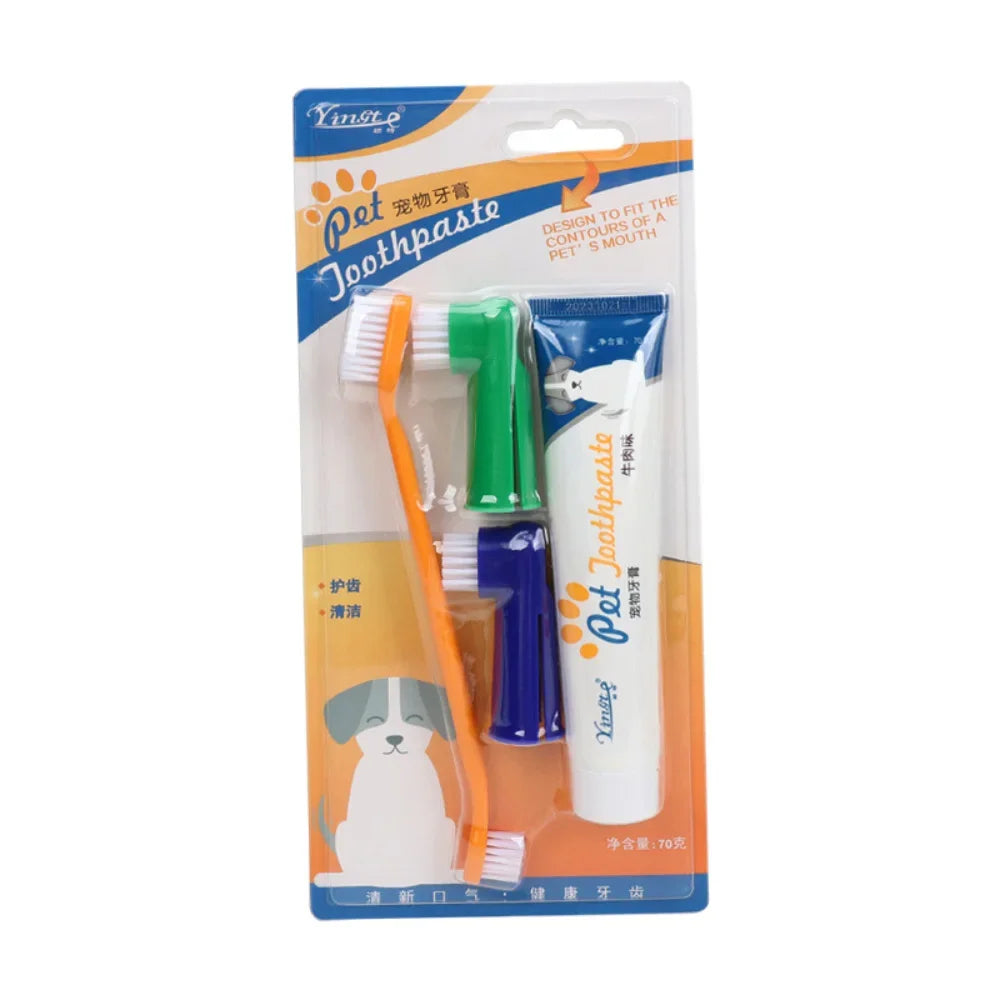 Pet Cleaning Tools Kit for Dogs Gum Care Products Reduces Plaque & Tartar Buildup Universal Toothbrush Set Pet Oral Hygiene