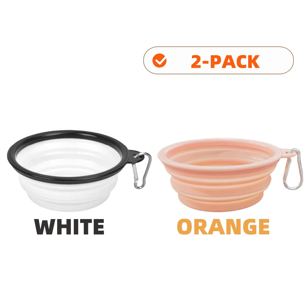 Collapsible Dog Travel Bowls – 2 Pack with Carabiners
