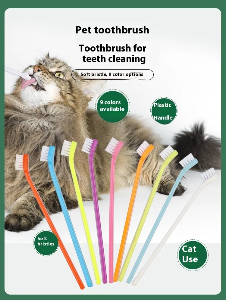 4 Pack Pet Toothbrush Set - Soft Bristle Tooth Brush For Cats And Small Dogs - Oral Care Kit For Tartar Removal & Dental Health