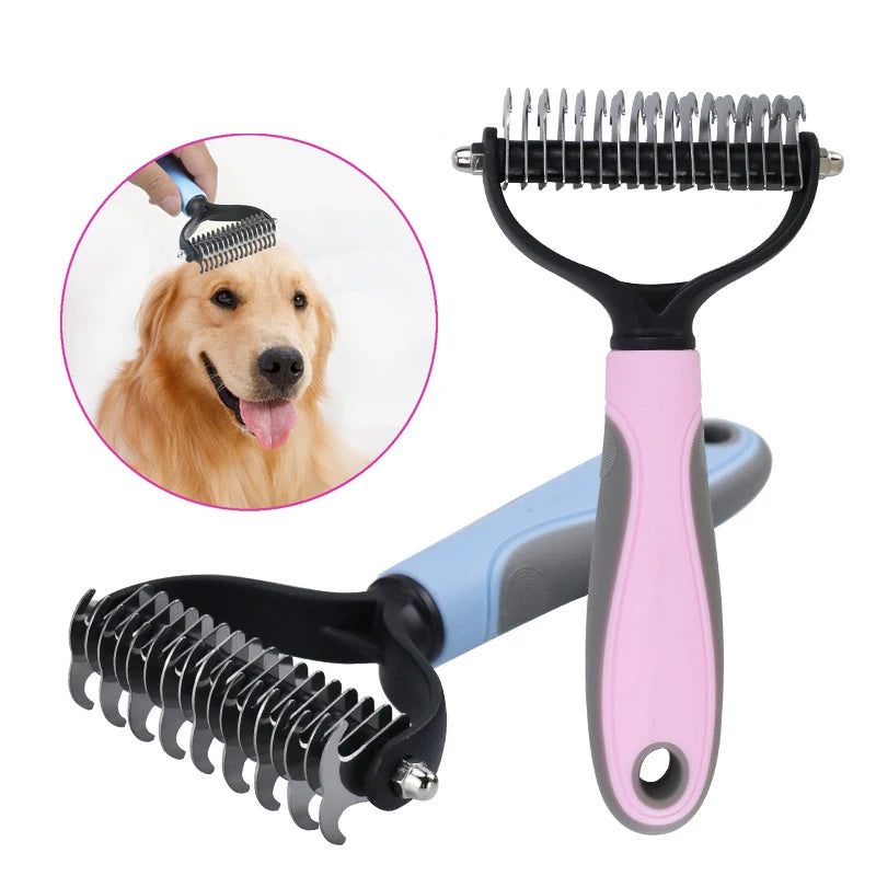 Dog Deshedding Brush Professional Pet Shedding Brush for Dogs Cats Fur Knot Cutter Double sided Pet Grooming Clean Comb