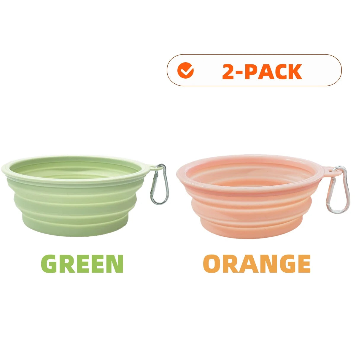 Collapsible Dog Travel Bowls – 2 Pack with Carabiners