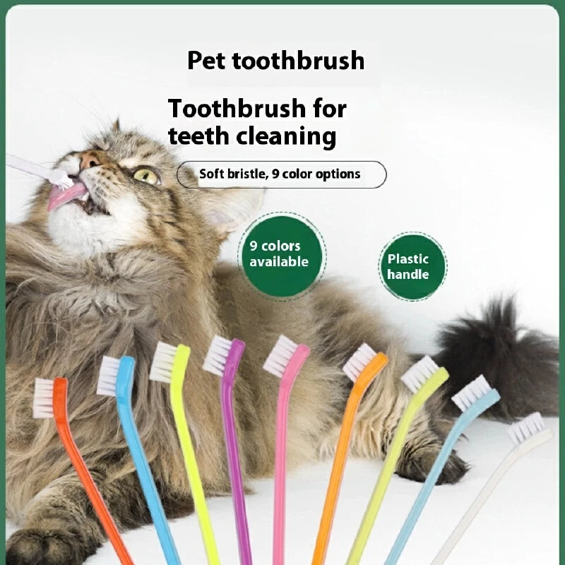 4 Pack Pet Toothbrush Set - Soft Bristle Tooth Brush For Cats And Small Dogs - Oral Care Kit For Tartar Removal & Dental Health