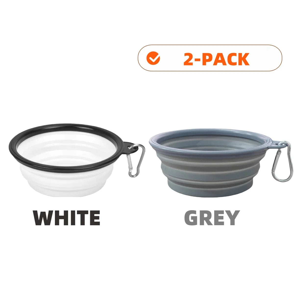 Collapsible Dog Travel Bowls – 2 Pack with Carabiners