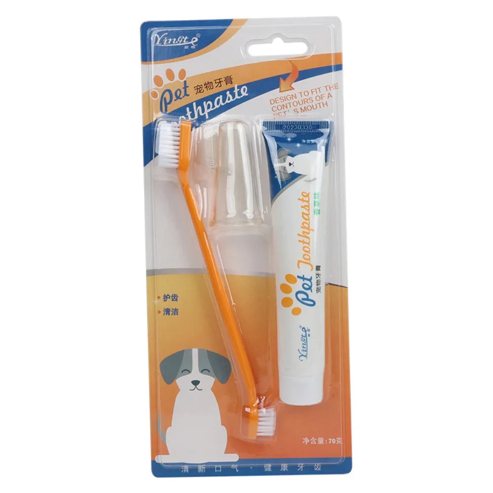 Pet Cleaning Tools Kit for Dogs Gum Care Products Reduces Plaque & Tartar Buildup Universal Toothbrush Set Pet Oral Hygiene