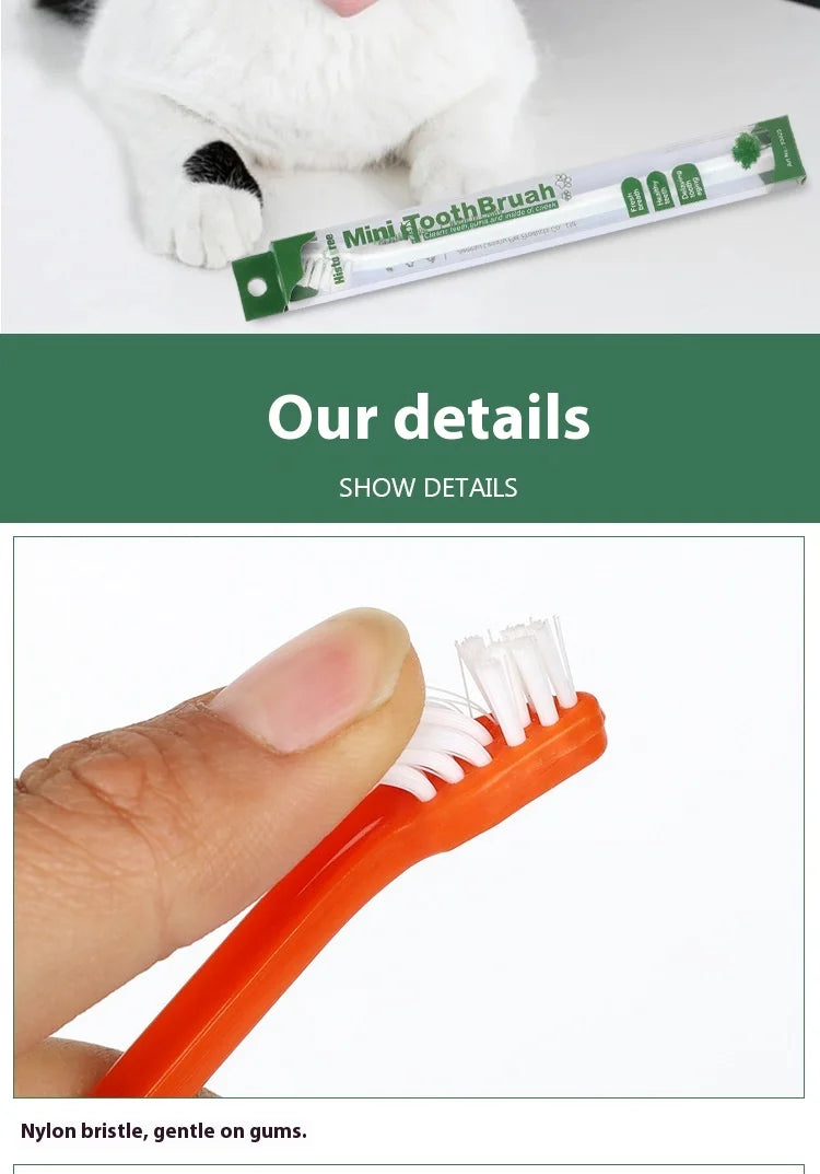 4 Pack Pet Toothbrush Set - Soft Bristle Tooth Brush For Cats And Small Dogs - Oral Care Kit For Tartar Removal & Dental Health