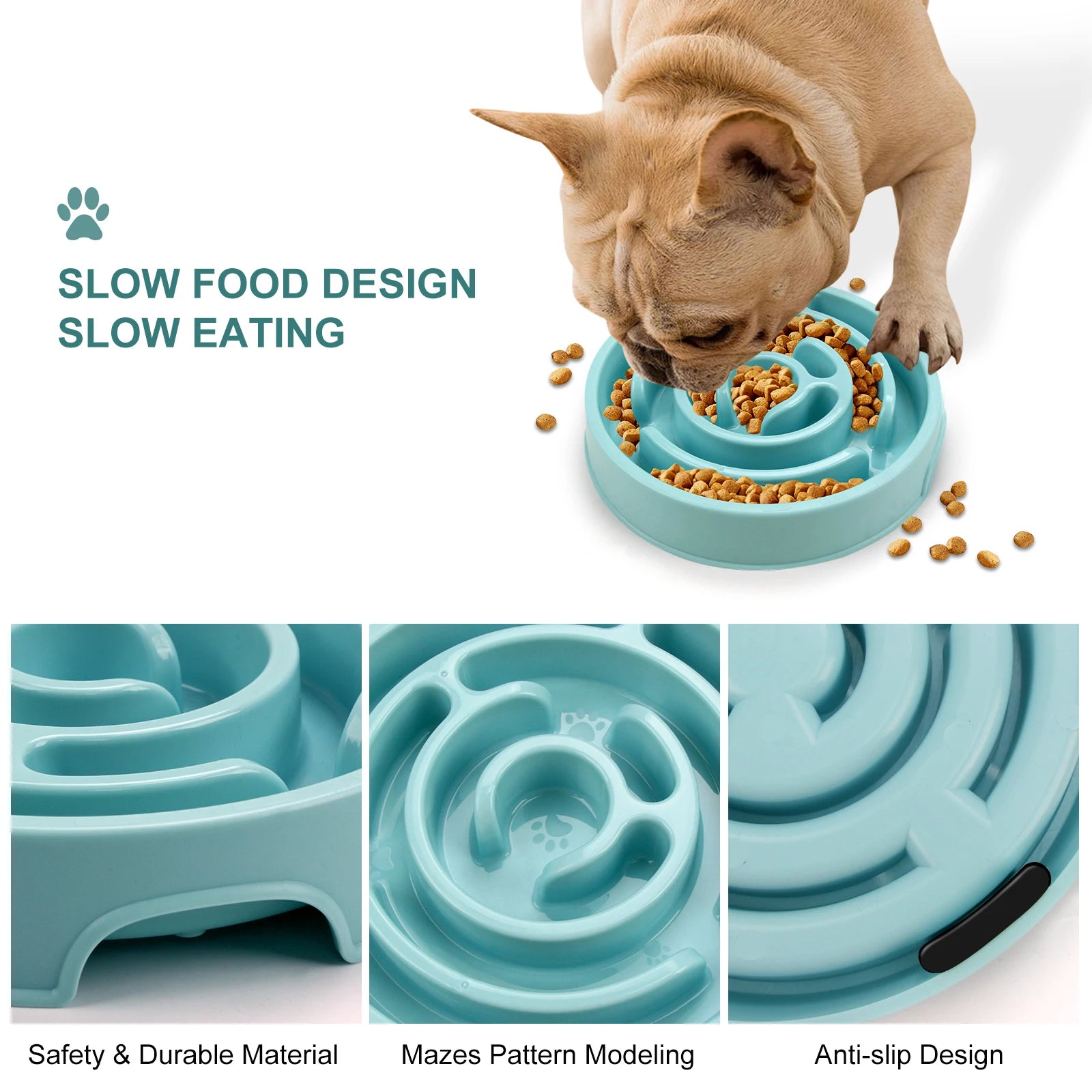 Pet Dog Slow Feeder Bowl Eco Dog Bowl Fun Non Slip Anti-Gulping Slower Food Feeding Dishes for Small Medium Large Dogs Puppy