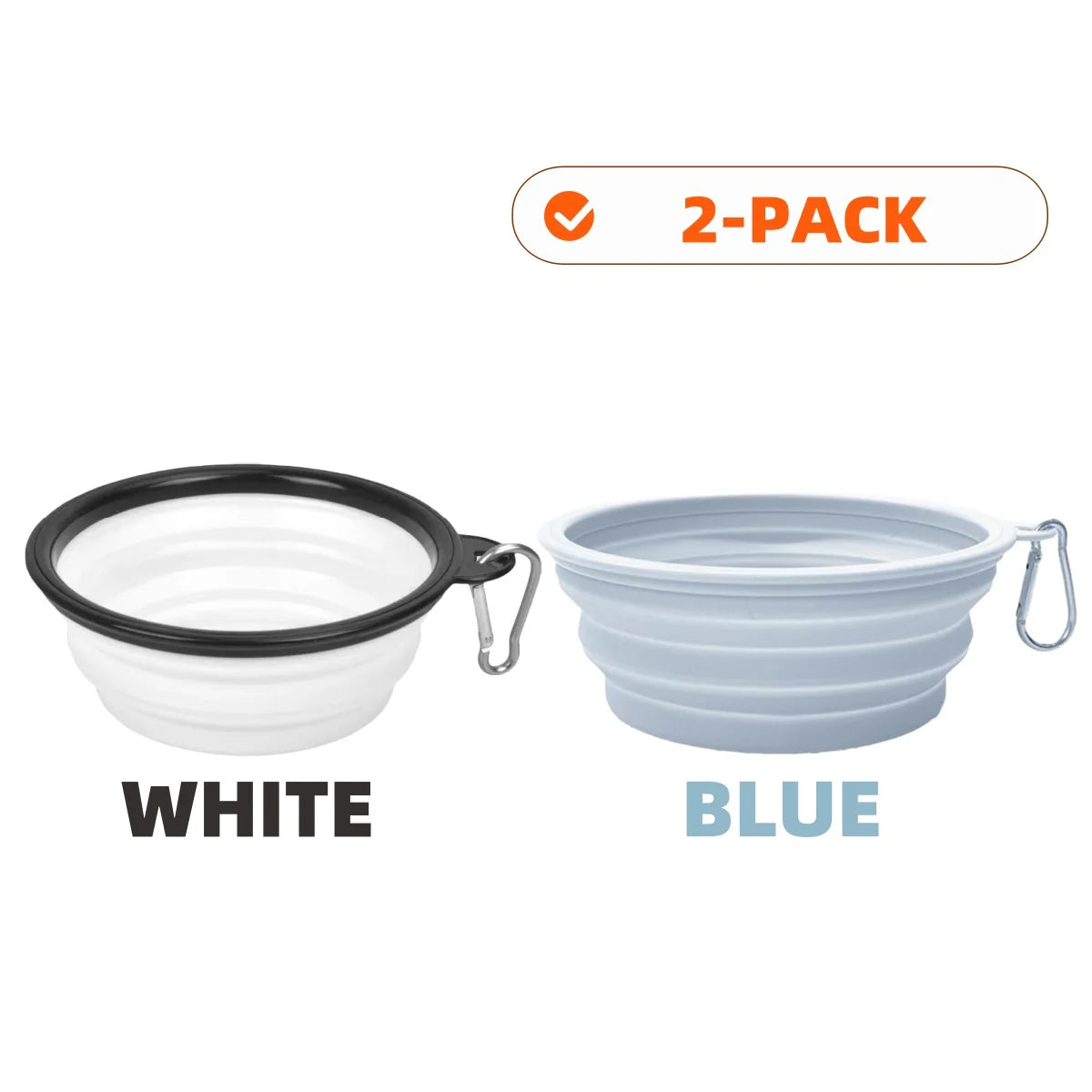 Collapsible Dog Travel Bowls – 2 Pack with Carabiners