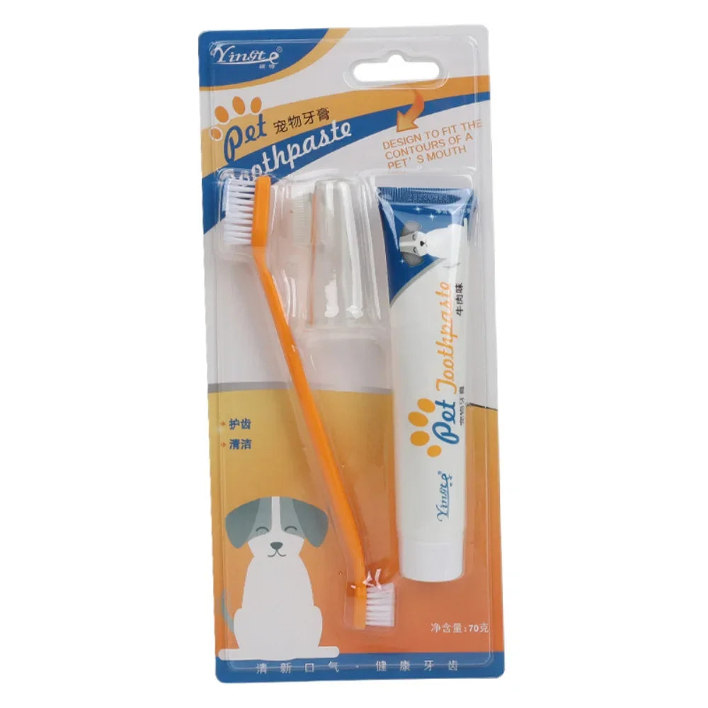 Pet Cleaning Tools Kit for Dogs Gum Care Products Reduces Plaque & Tartar Buildup Universal Toothbrush Set Pet Oral Hygiene