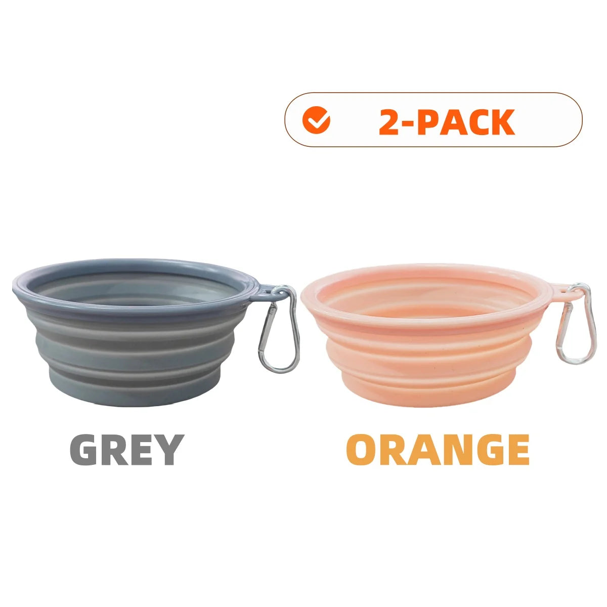 Collapsible Dog Travel Bowls – 2 Pack with Carabiners