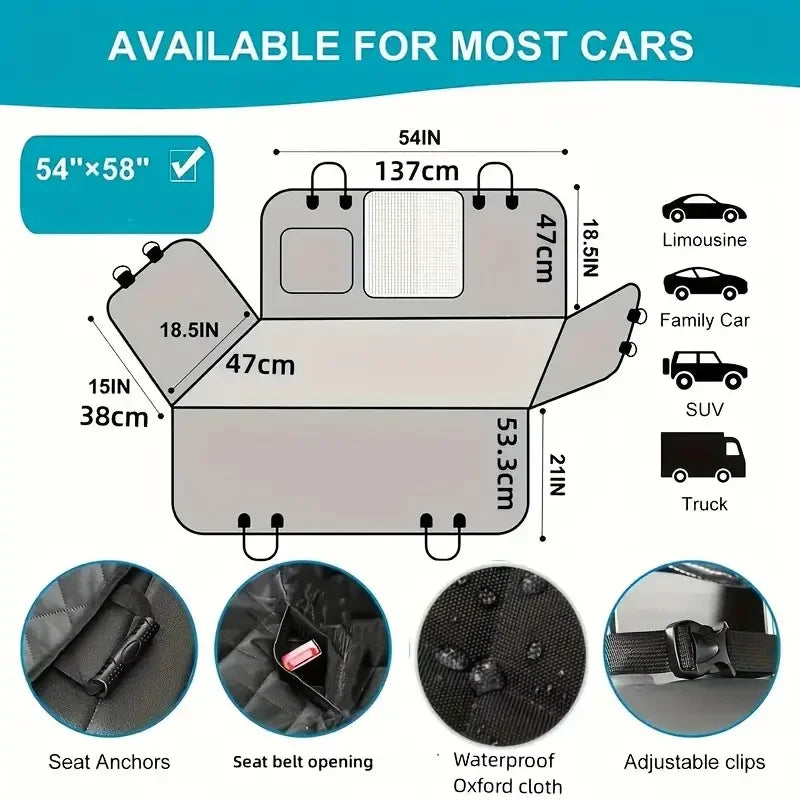 Waterproof Dog Car Seat Cover – Scratch-Proof Back Seat Protector for Cars & SUVs