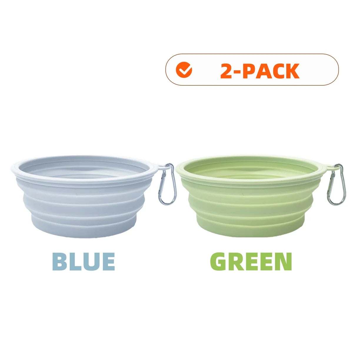 Collapsible Dog Travel Bowls – 2 Pack with Carabiners