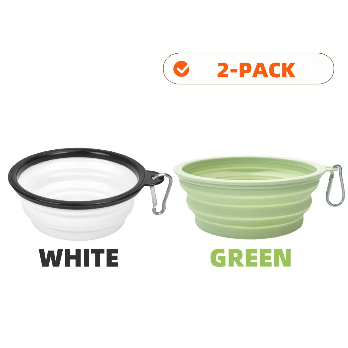 Collapsible Dog Travel Bowls – 2 Pack with Carabiners