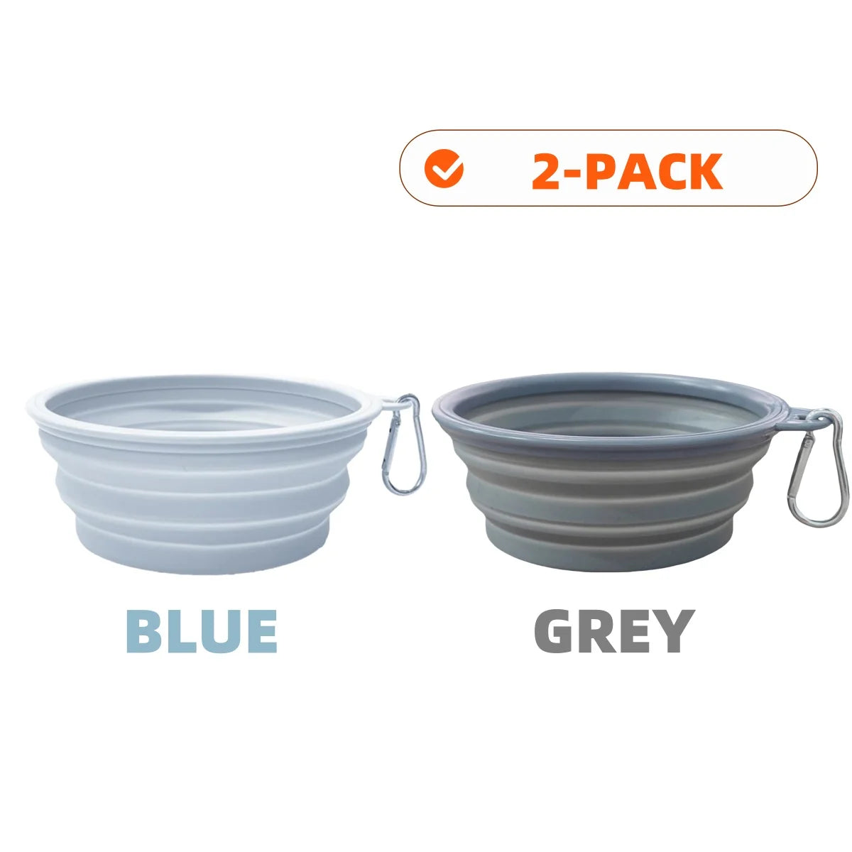Collapsible Dog Travel Bowls – 2 Pack with Carabiners