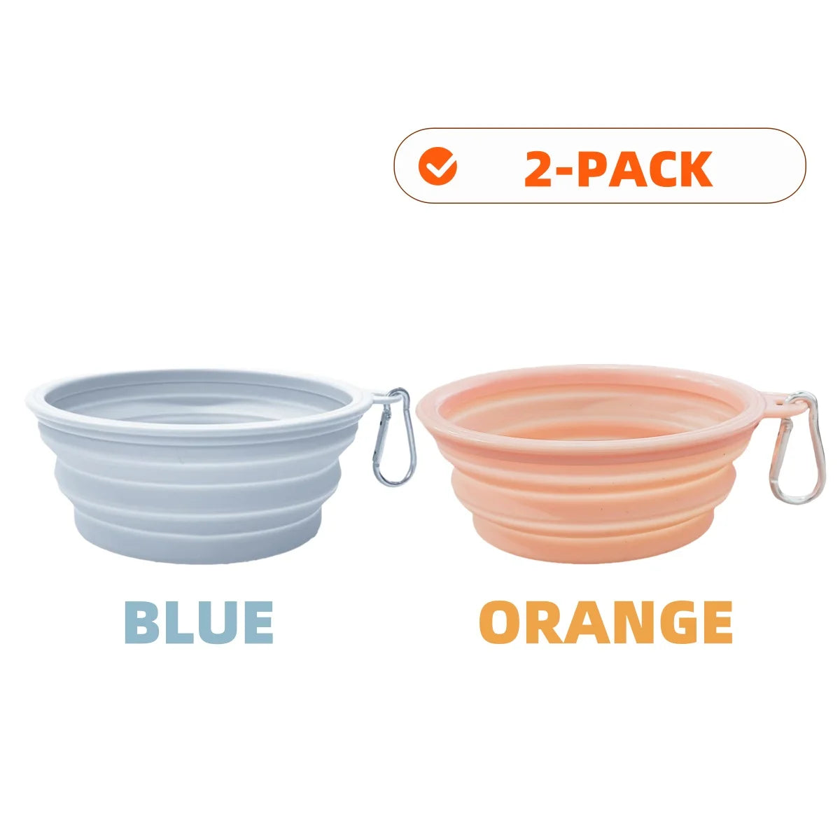 Collapsible Dog Travel Bowls – 2 Pack with Carabiners
