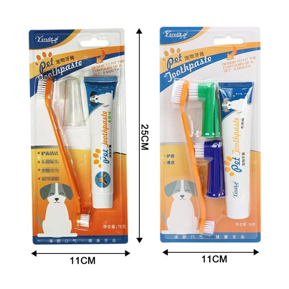 Pet Cleaning Tools Kit for Dogs Gum Care Products Reduces Plaque & Tartar Buildup Universal Toothbrush Set Pet Oral Hygiene