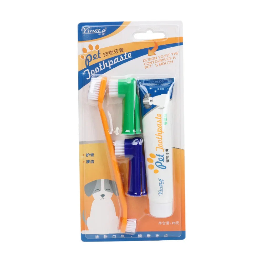 Pet Cleaning Tools Kit for Dogs Gum Care Products Reduces Plaque & Tartar Buildup Universal Toothbrush Set Pet Oral Hygiene