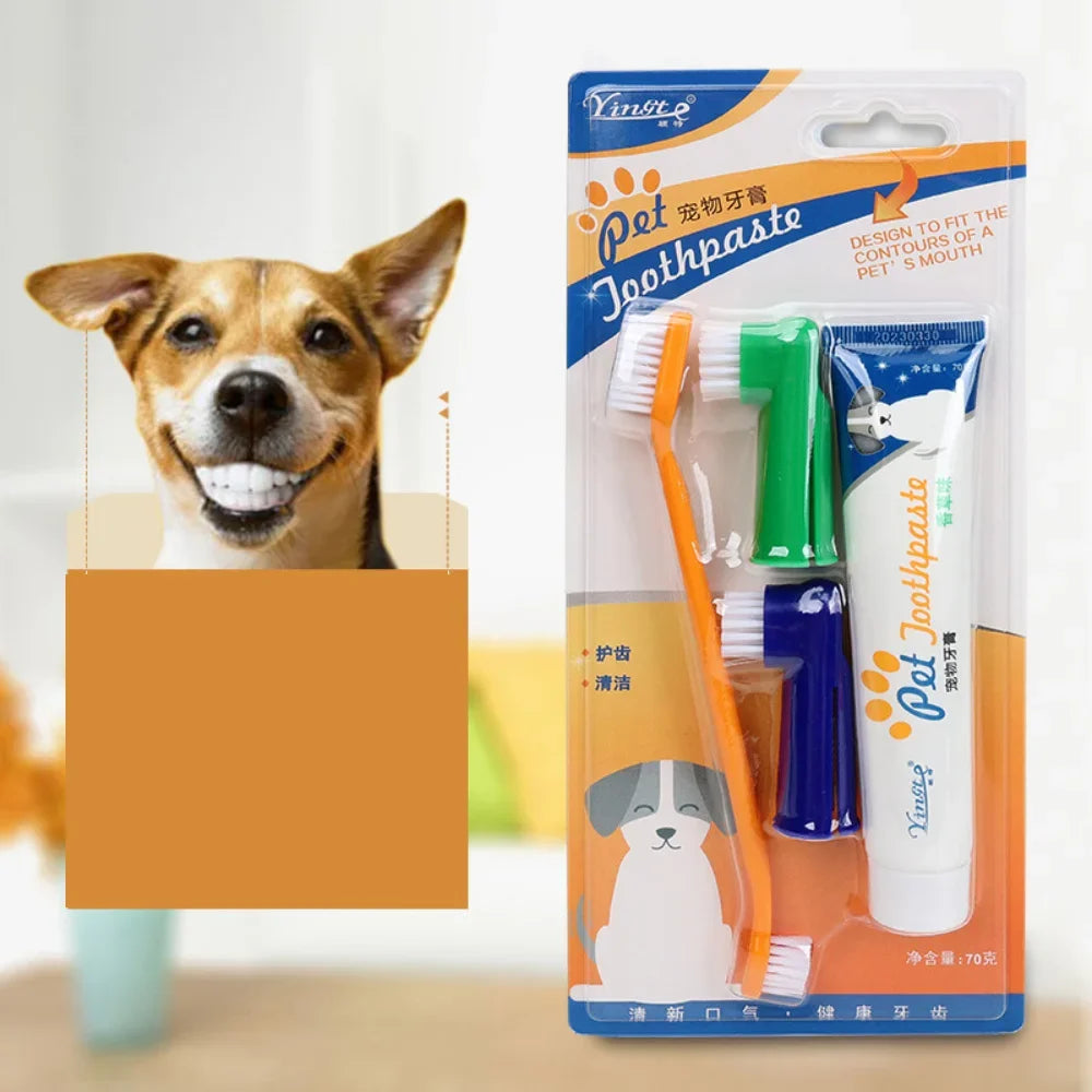 Pet Cleaning Tools Kit for Dogs Gum Care Products Reduces Plaque & Tartar Buildup Universal Toothbrush Set Pet Oral Hygiene